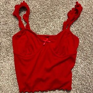 Garage tank top with ruffles on straps